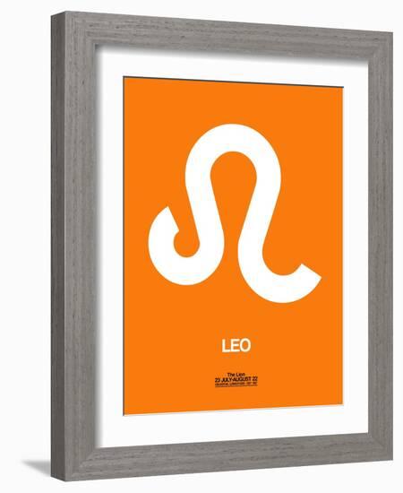 Leo Zodiac Sign White on Orange-NaxArt-Framed Art Print