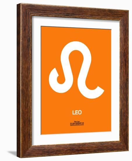 Leo Zodiac Sign White on Orange-NaxArt-Framed Art Print