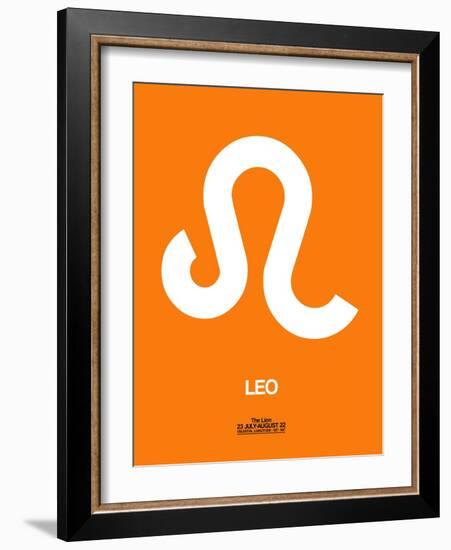 Leo Zodiac Sign White on Orange-NaxArt-Framed Art Print