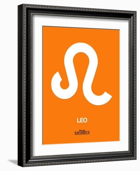 Leo Zodiac Sign White on Orange-NaxArt-Framed Art Print