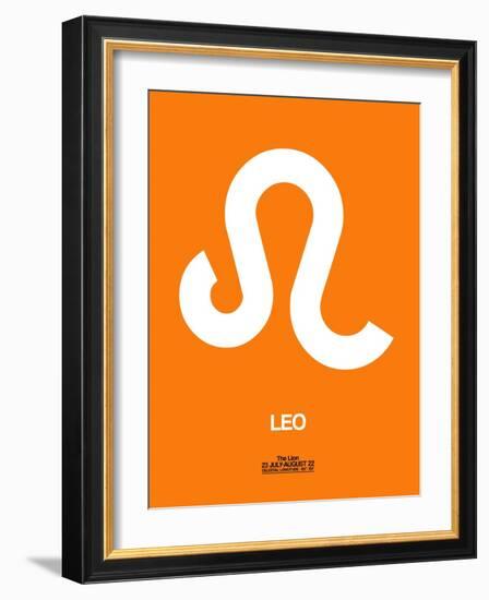 Leo Zodiac Sign White on Orange-NaxArt-Framed Art Print