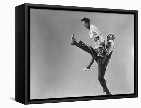 Leon Ames and Willa Mae Ricker Demonstrating a Step of the Lindy Hop-Gjon Mili-Framed Premier Image Canvas