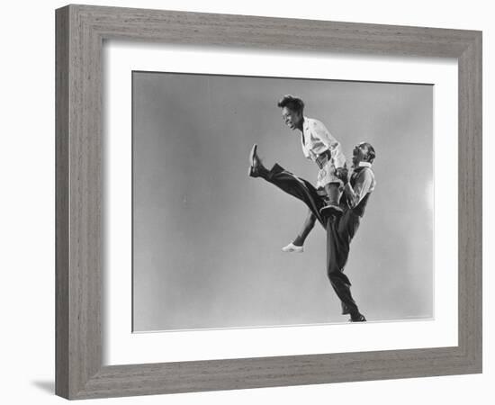 Leon Ames and Willa Mae Ricker Demonstrating a Step of the Lindy Hop-Gjon Mili-Framed Photographic Print