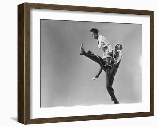 Leon Ames and Willa Mae Ricker Demonstrating a Step of the Lindy Hop-Gjon Mili-Framed Photographic Print