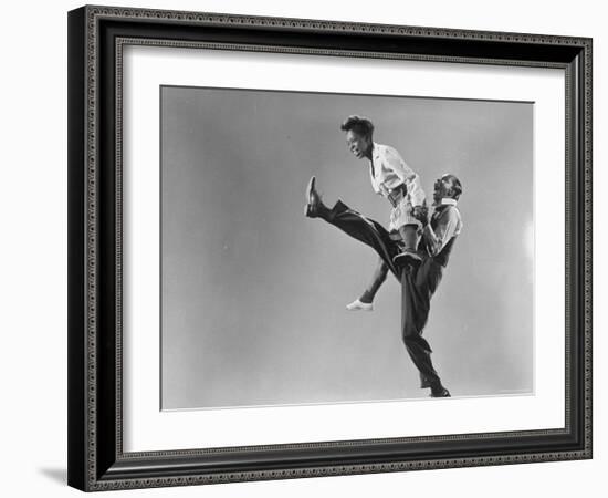 Leon Ames and Willa Mae Ricker Demonstrating a Step of the Lindy Hop-Gjon Mili-Framed Photographic Print