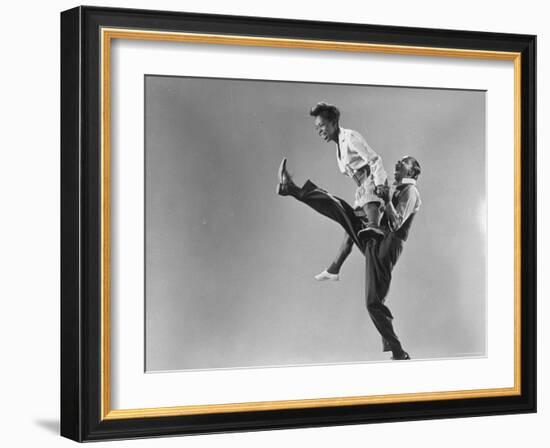 Leon Ames and Willa Mae Ricker Demonstrating a Step of the Lindy Hop-Gjon Mili-Framed Photographic Print