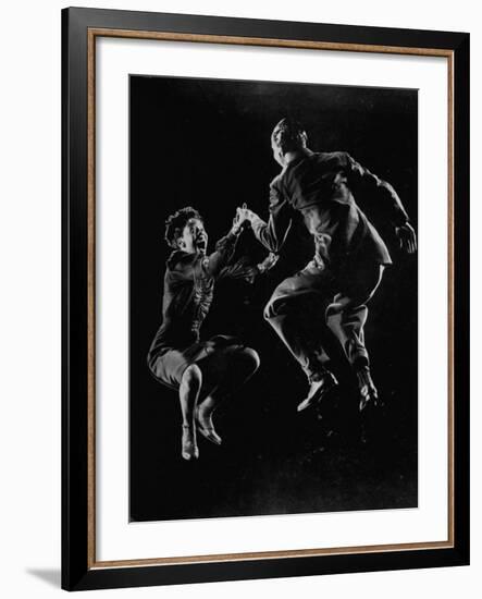 Leon James and Willa Mae Ricker Demonstrating a Step of the Lindy Hop. No Caps-Gjon Mili-Framed Premium Photographic Print