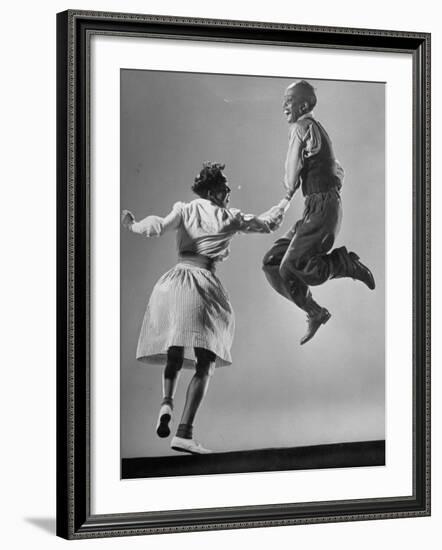 Leon James and Willa Mae Ricker Demonstrating a Step of the Lindy Hop-Gjon Mili-Framed Premium Photographic Print