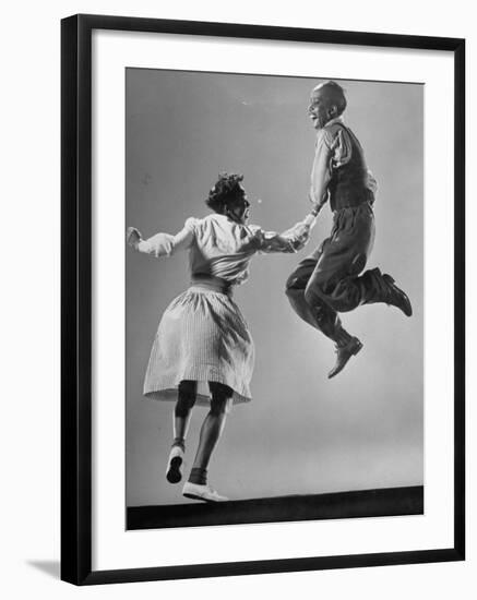 Leon James and Willa Mae Ricker Demonstrating a Step of the Lindy Hop-Gjon Mili-Framed Premium Photographic Print