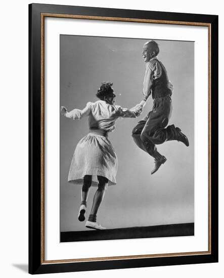 Leon James and Willa Mae Ricker Demonstrating a Step of the Lindy Hop-Gjon Mili-Framed Premium Photographic Print