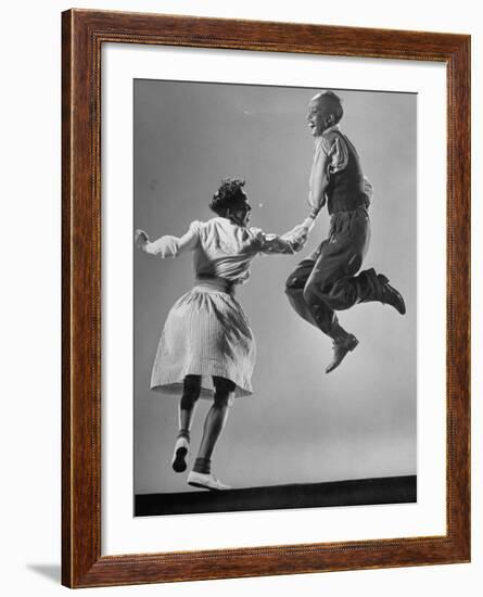 Leon James and Willa Mae Ricker Demonstrating a Step of the Lindy Hop-Gjon Mili-Framed Premium Photographic Print