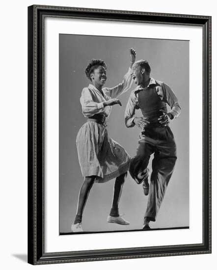 Leon James and Willa Mae Ricker Demonstrating a Step of the Lindy Hop-Gjon Mili-Framed Premium Photographic Print