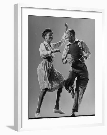 Leon James and Willa Mae Ricker Demonstrating a Step of the Lindy Hop-Gjon Mili-Framed Premium Photographic Print