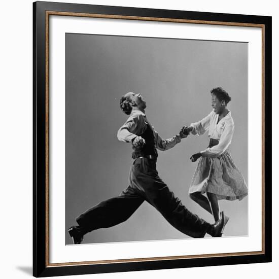 Leon James and Willa Mae Ricker Demonstrating a Step of the Lindy Hop-Gjon Mili-Framed Premium Photographic Print