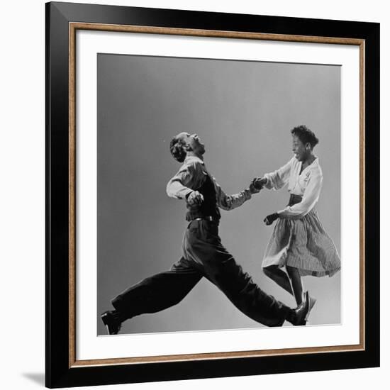 Leon James and Willa Mae Ricker Demonstrating a Step of the Lindy Hop-Gjon Mili-Framed Premium Photographic Print