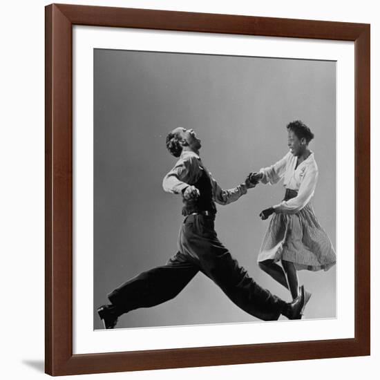 Leon James and Willa Mae Ricker Demonstrating a Step of the Lindy Hop-Gjon Mili-Framed Premium Photographic Print