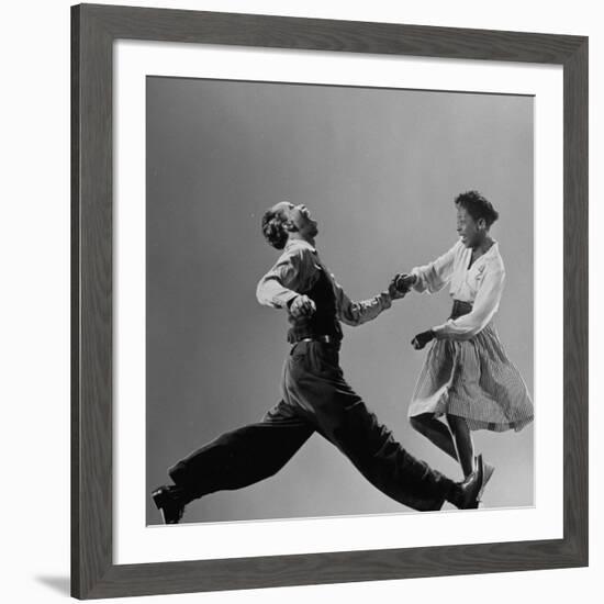 Leon James and Willa Mae Ricker Demonstrating a Step of the Lindy Hop-Gjon Mili-Framed Premium Photographic Print