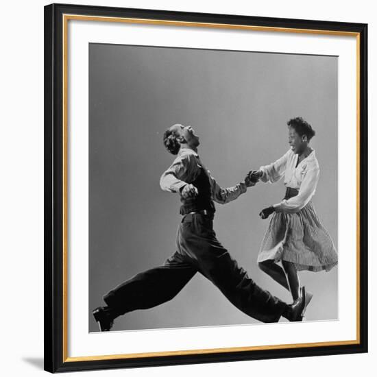 Leon James and Willa Mae Ricker Demonstrating a Step of the Lindy Hop-Gjon Mili-Framed Premium Photographic Print