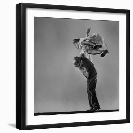 Leon James and Willa Mae Ricker Demonstrating a Step of the Lindy Hop-Gjon Mili-Framed Premium Photographic Print