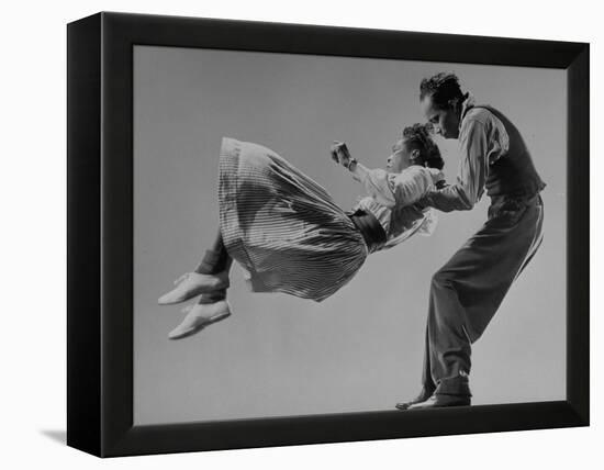 Leon James and Willa Mae Ricker Demonstrating a Step of the Lindy Hop-Gjon Mili-Framed Premier Image Canvas