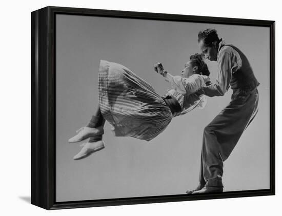 Leon James and Willa Mae Ricker Demonstrating a Step of the Lindy Hop-Gjon Mili-Framed Premier Image Canvas