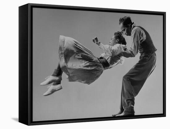 Leon James and Willa Mae Ricker Demonstrating a Step of the Lindy Hop-Gjon Mili-Framed Premier Image Canvas