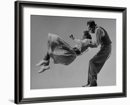 Leon James and Willa Mae Ricker Demonstrating a Step of the Lindy Hop-Gjon Mili-Framed Premium Photographic Print