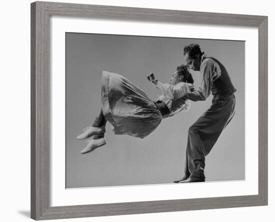 Leon James and Willa Mae Ricker Demonstrating a Step of the Lindy Hop-Gjon Mili-Framed Premium Photographic Print