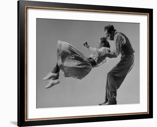 Leon James and Willa Mae Ricker Demonstrating a Step of the Lindy Hop-Gjon Mili-Framed Premium Photographic Print