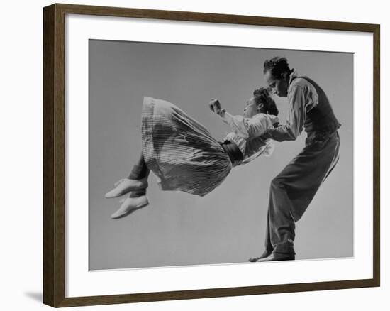 Leon James and Willa Mae Ricker Demonstrating a Step of the Lindy Hop-Gjon Mili-Framed Premium Photographic Print