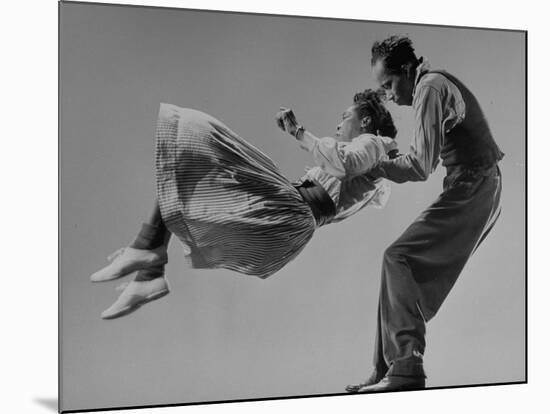 Leon James and Willa Mae Ricker Demonstrating a Step of the Lindy Hop-Gjon Mili-Mounted Premium Photographic Print