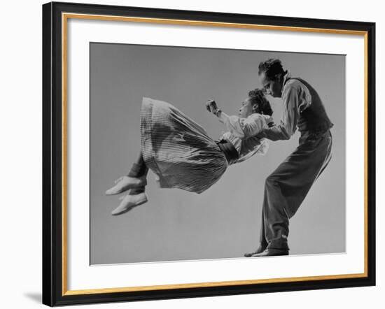 Leon James and Willa Mae Ricker Demonstrating a Step of the Lindy Hop-Gjon Mili-Framed Premium Photographic Print