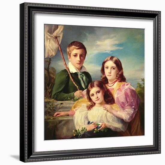 Leon Suys and His Two Sisters, 19Th Century (Oil on Canvas)-Francois Joseph Navez-Framed Giclee Print