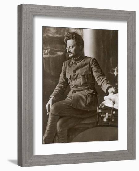 Leon Trotsky or Lev Davidovich Bronstein Russian Communist Leader in 1920-null-Framed Photographic Print