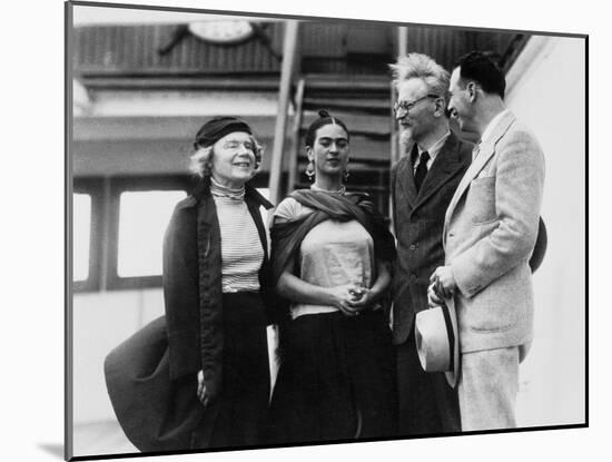 Leon Trotsky with His Wife Natalia Sedova and Mexican Artist Frida Kahlo, 1937-null-Mounted Giclee Print