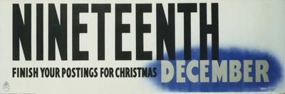 Nineteenth December, Finish Your Postings for Christmas-Leonard Beaumont-Art Print