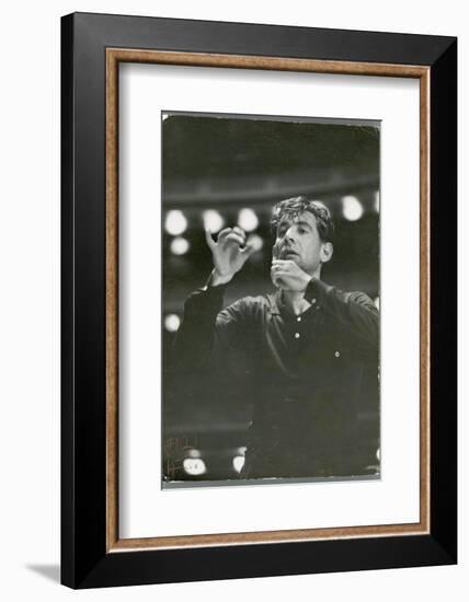 Leonard Bernstein Conducting Rehearsal of NY Philharmonic in Hindemith's "Mathis de Mahler"-Alfred Eisenstaedt-Framed Photographic Print