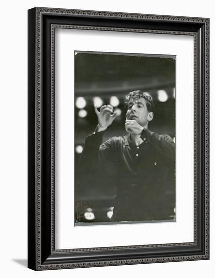 Leonard Bernstein Conducting Rehearsal of NY Philharmonic in Hindemith's "Mathis de Mahler"-Alfred Eisenstaedt-Framed Photographic Print