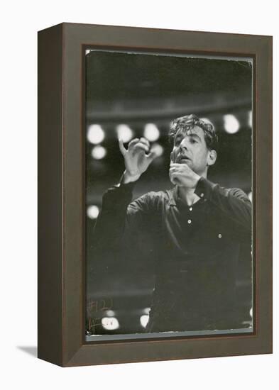 Leonard Bernstein Conducting Rehearsal of NY Philharmonic in Hindemith's "Mathis de Mahler"-Alfred Eisenstaedt-Framed Premier Image Canvas