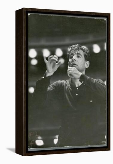 Leonard Bernstein Conducting Rehearsal of NY Philharmonic in Hindemith's "Mathis de Mahler"-Alfred Eisenstaedt-Framed Premier Image Canvas