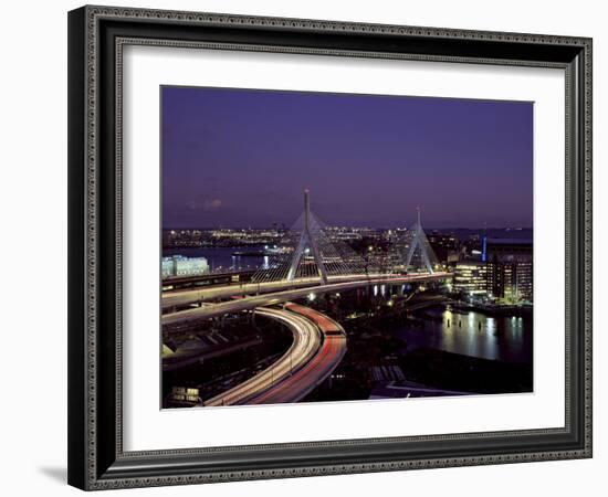 Leonard P. Zakim Bridge at Night-Carol Highsmith-Framed Photo