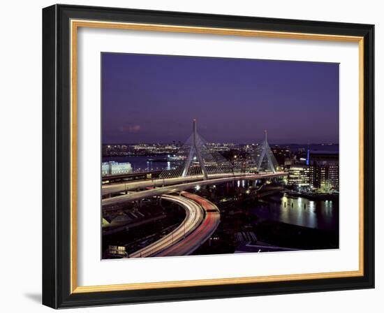 Leonard P. Zakim Bridge at Night-Carol Highsmith-Framed Photo