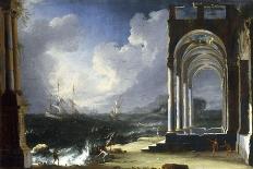 A Capriccio View with Classical Ruins by the Sea-Leonardo Coccorante-Framed Premier Image Canvas