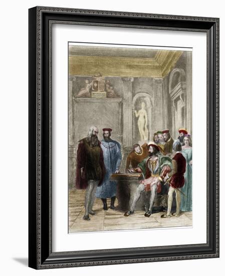 Leonardo Da Vinci at the Court of the King of France Francis I-Stefano Bianchetti-Framed Photographic Print