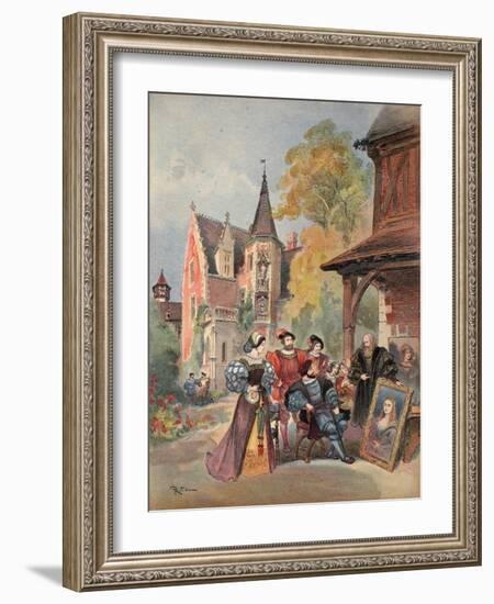 Leonardo Da Vinci Gives the Mona Lisa to Francis I, Illustration from 'Francois Ier: Le Roi…-Albert Robida-Framed Giclee Print