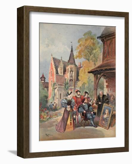 Leonardo Da Vinci Gives the Mona Lisa to Francis I, Illustration from 'Francois Ier: Le Roi…-Albert Robida-Framed Giclee Print