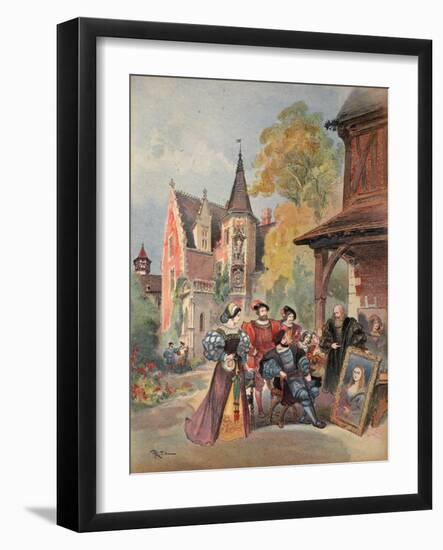 Leonardo Da Vinci Gives the Mona Lisa to Francis I, Illustration from 'Francois Ier: Le Roi…-Albert Robida-Framed Giclee Print