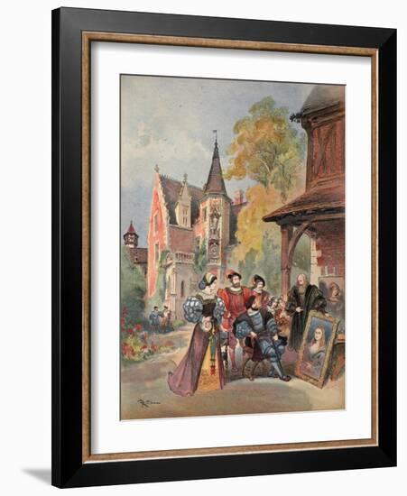 Leonardo Da Vinci Gives the Mona Lisa to Francis I, Illustration from 'Francois Ier: Le Roi…-Albert Robida-Framed Giclee Print