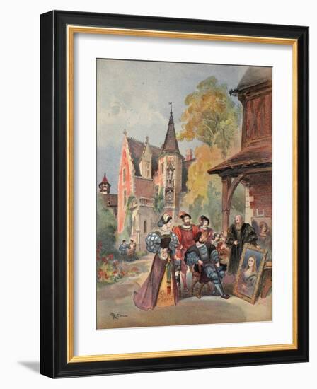 Leonardo Da Vinci Gives the Mona Lisa to Francis I, Illustration from 'Francois Ier: Le Roi…-Albert Robida-Framed Giclee Print