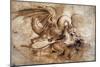 Leonardo Da Vinci (Leonardo Da Vinci) (1452 - 1519): Fight between a Lion and a Dragon, GDSU 435 E-Leonardo Da Vinci-Mounted Giclee Print